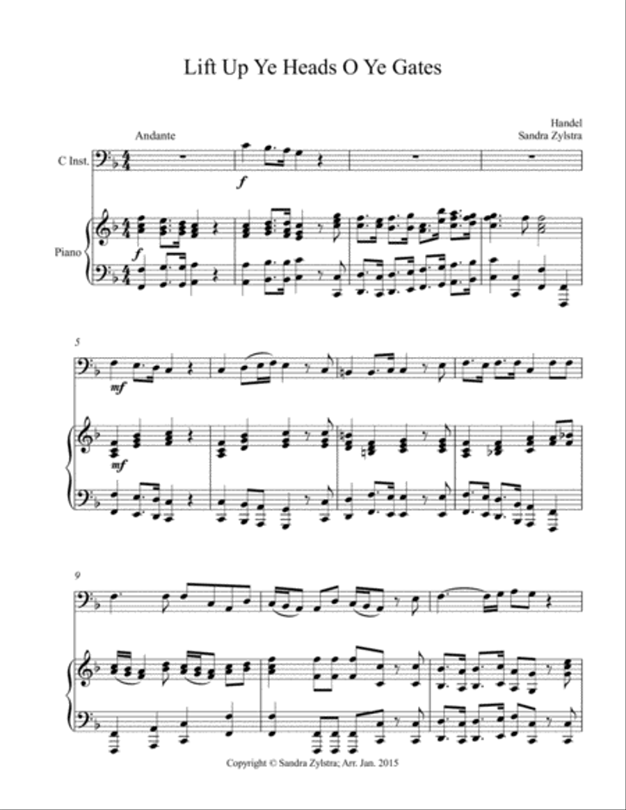 Lift Up Ye Heads O Ye Gates (bass C instrument solo) Euphonium scores gallery preview page 2