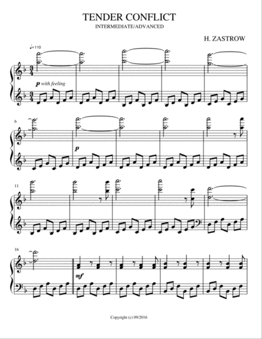 TENDER CONFLICT Piano Method scores gallery preview page 1