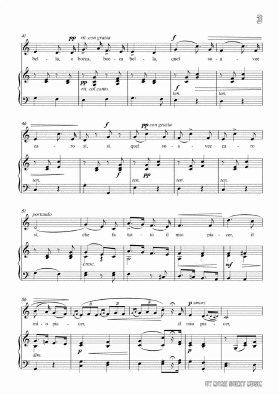 Lotti-Pur dicesti,o bocca bella in C Major,for Voice and Piano Voice Solo scores gallery preview page 5