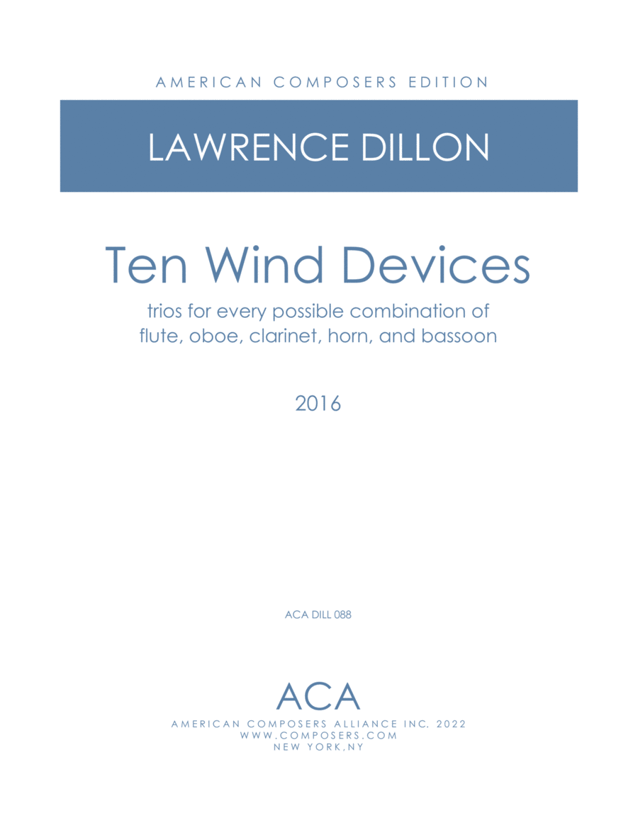 [Dillon] Ten Wind Devices Woodwind Quintet scores gallery preview page 1
