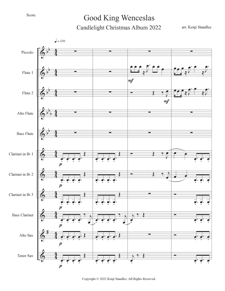 Good King Wenceslas Woodwind Ensemble scores gallery preview page 1