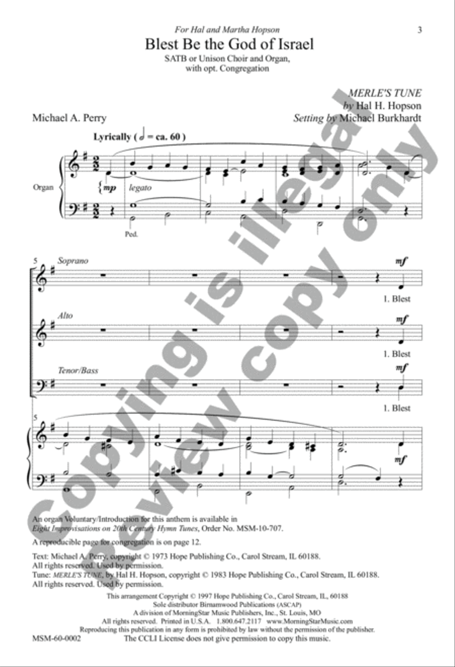 Blest Be the God of Israel 4-Part scores gallery preview page 2