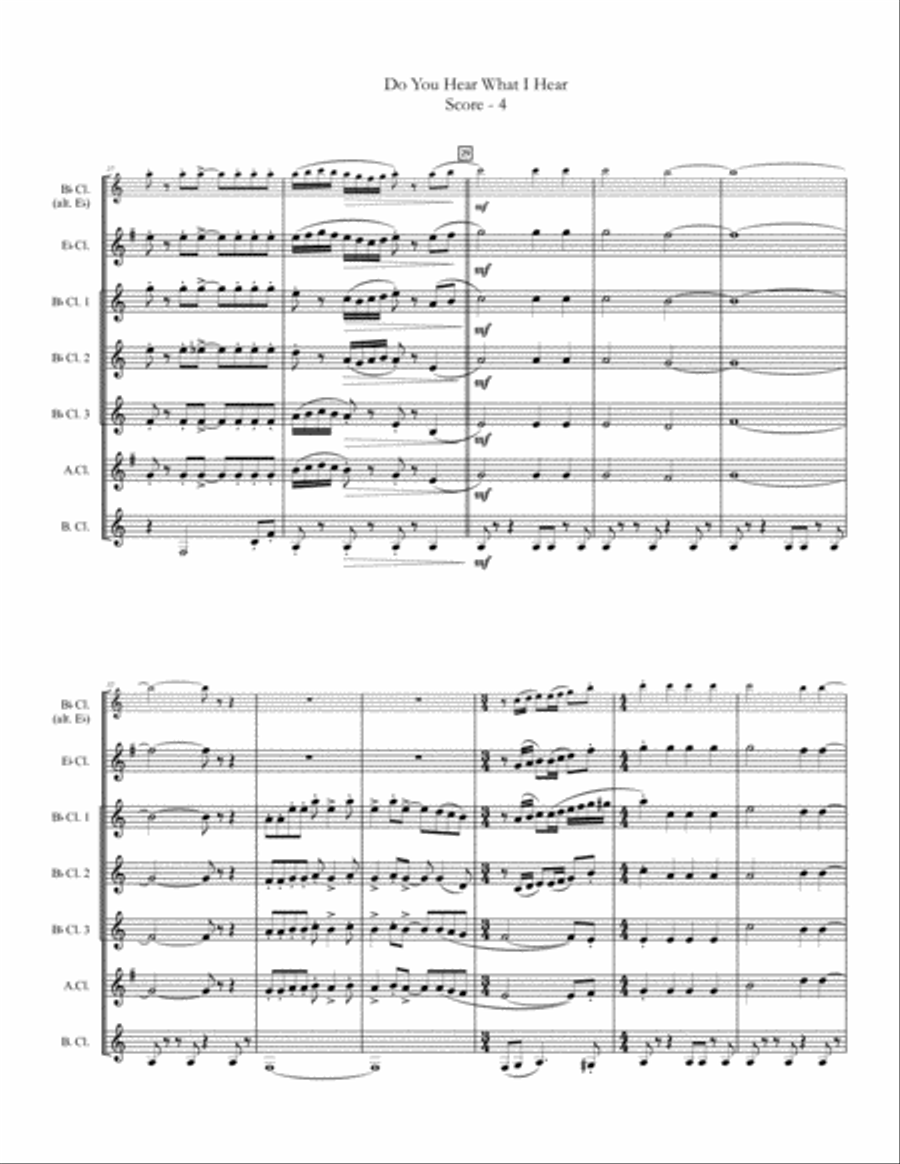Do You Hear What I Hear Clarinet Choir scores gallery preview page 4