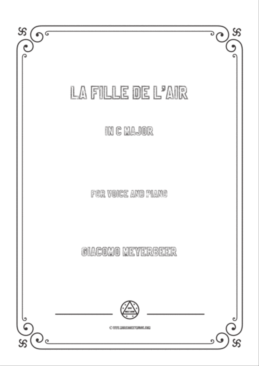 Meyerbeer-La fille de l'air in C Major,for Voice and Piano Voice Solo scores gallery preview page 1