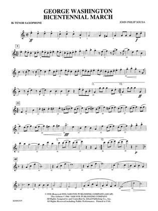 George Washington Bicentennial March: B-flat Tenor Saxophone