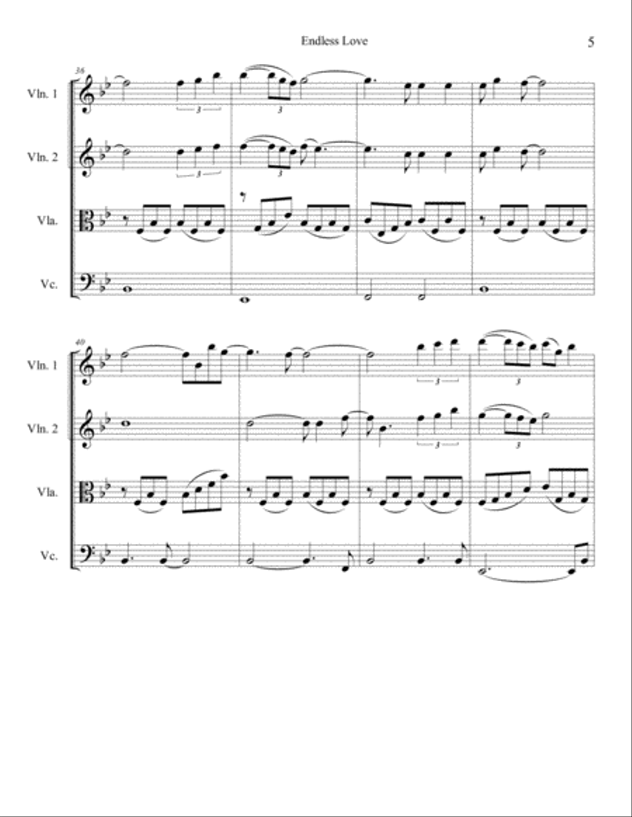 Endless Love String Quartet scores gallery preview page 5