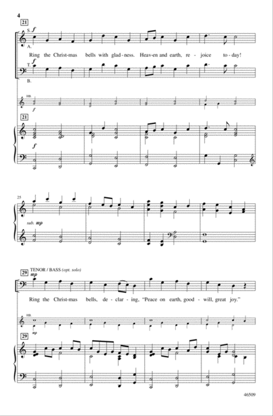 Ring the Christmas Bells 4-Part scores gallery preview page 4