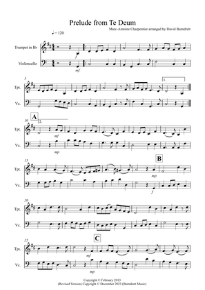 Prelude from Te Deum for Trumpet and Cello Duet