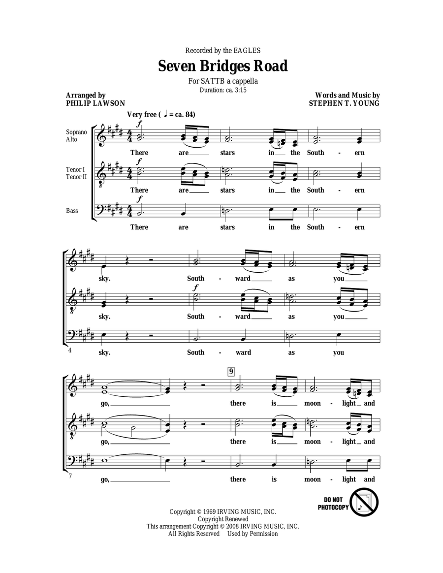 Seven Bridges Road (arr. Philip Lawson) 4-Part scores gallery preview page 1