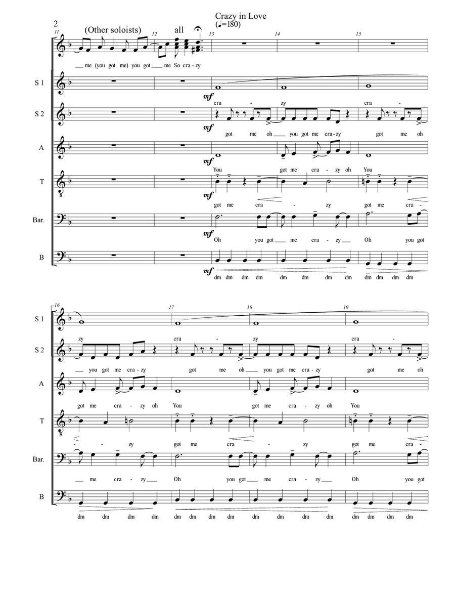 Crazy In Love Divisi scores gallery preview page 2