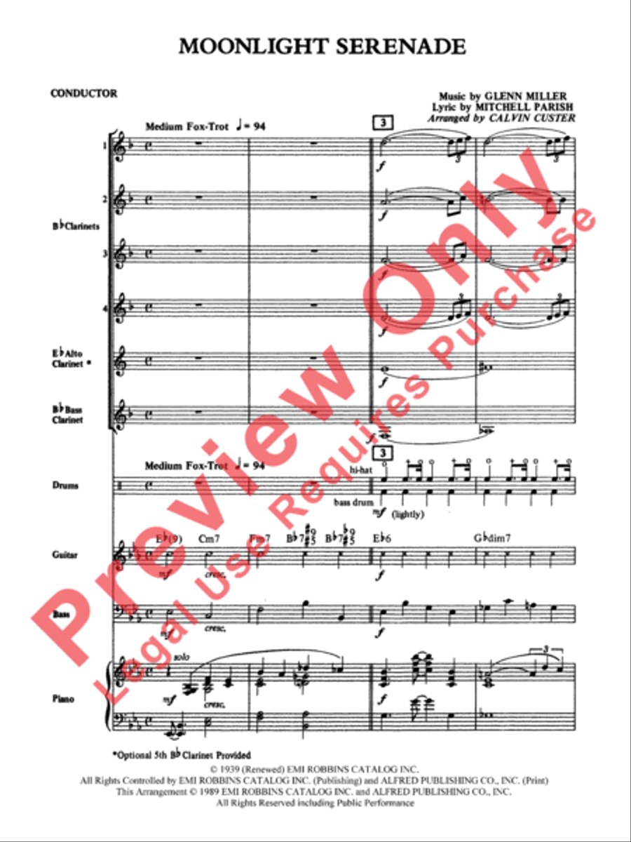 Moonlight Serenade Clarinet Choir scores gallery preview page 2
