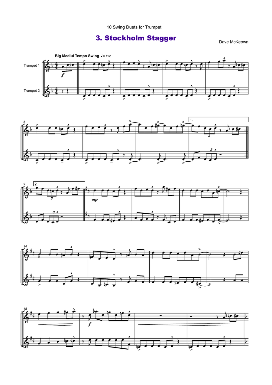 10 Swing Duets for Trumpet Trumpet Duet scores gallery preview page 4