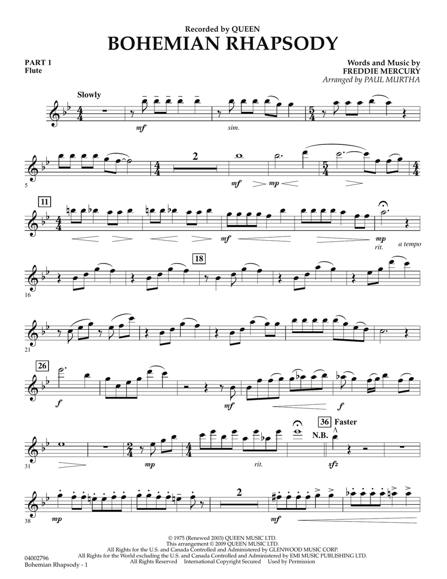 Bohemian Rhapsody - Pt.1 - Flute Concert Band scores gallery preview page 1