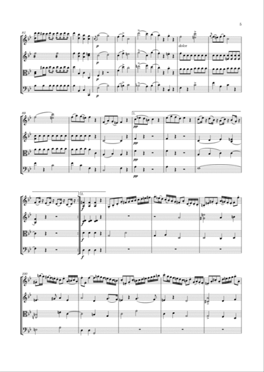 Schubert - String Quartet No.3 in B flat major, D.36 String Quartet scores gallery preview page 5