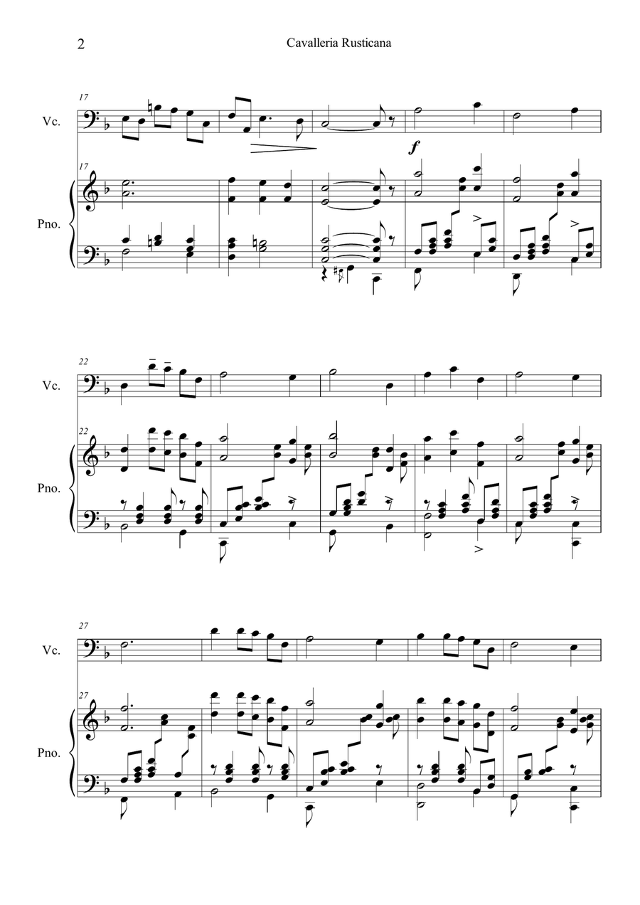 Cavalleria Rusticana by Pietro Mascagni Piano - Digital Sheet Music page 2