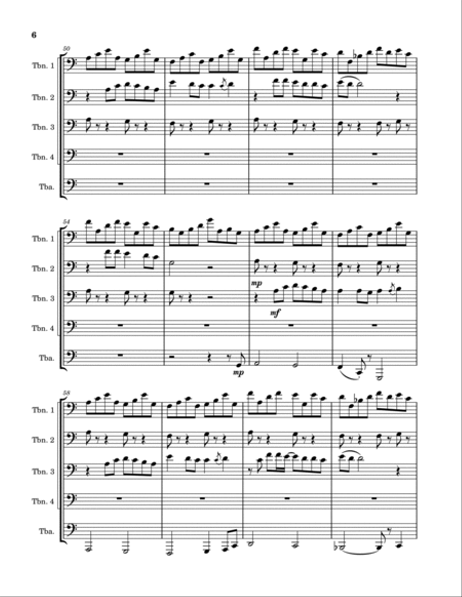 Carry On Wayward Son - Score Only Brass Quintet scores gallery preview page 6