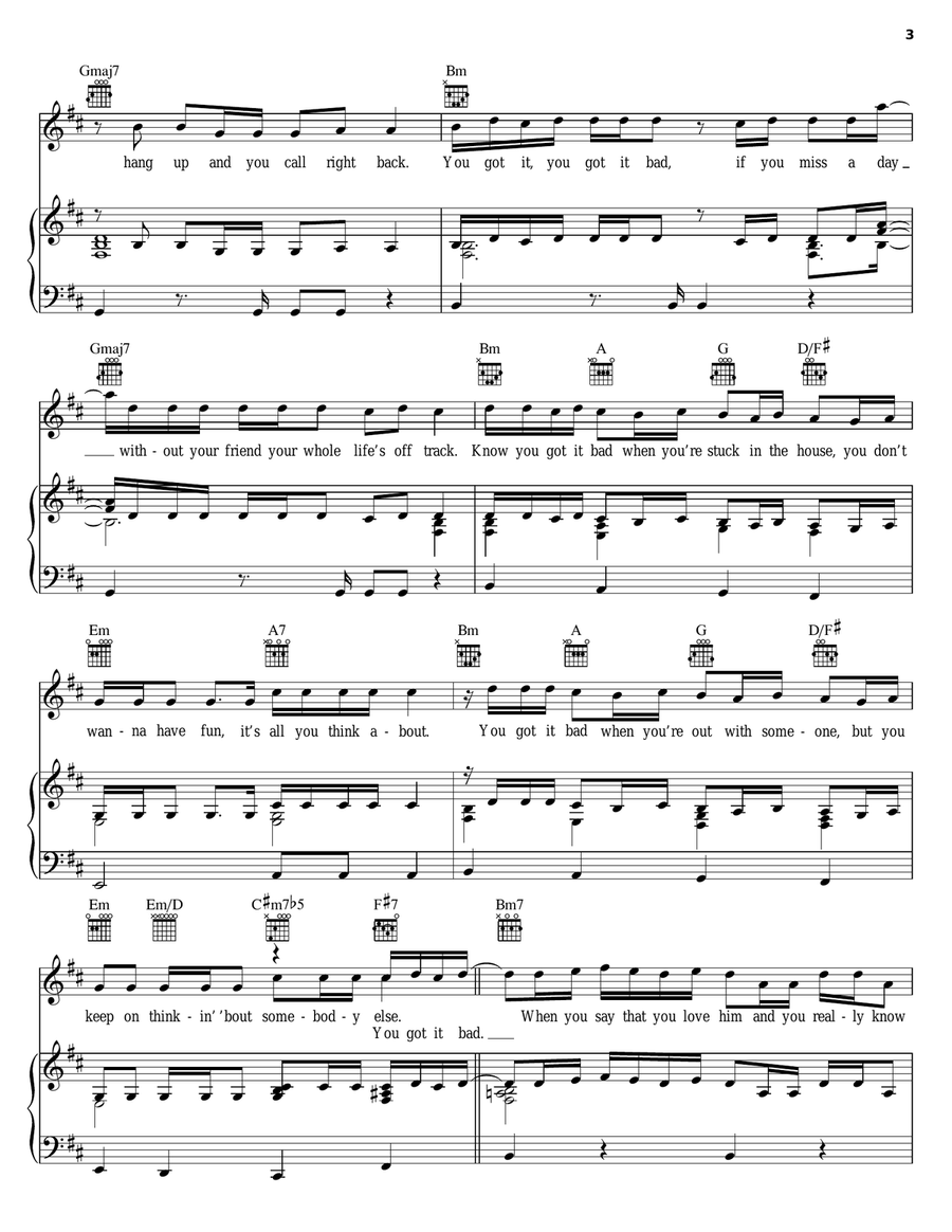 U Got It Bad Piano, Vocal, Guitar scores gallery preview page 3