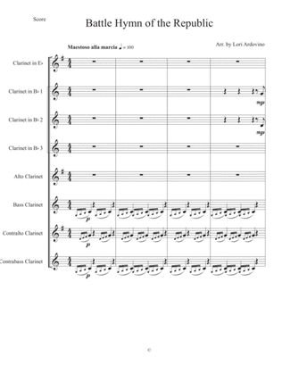 Battle Hymn of the Republic arranged for Clarinet Choir
