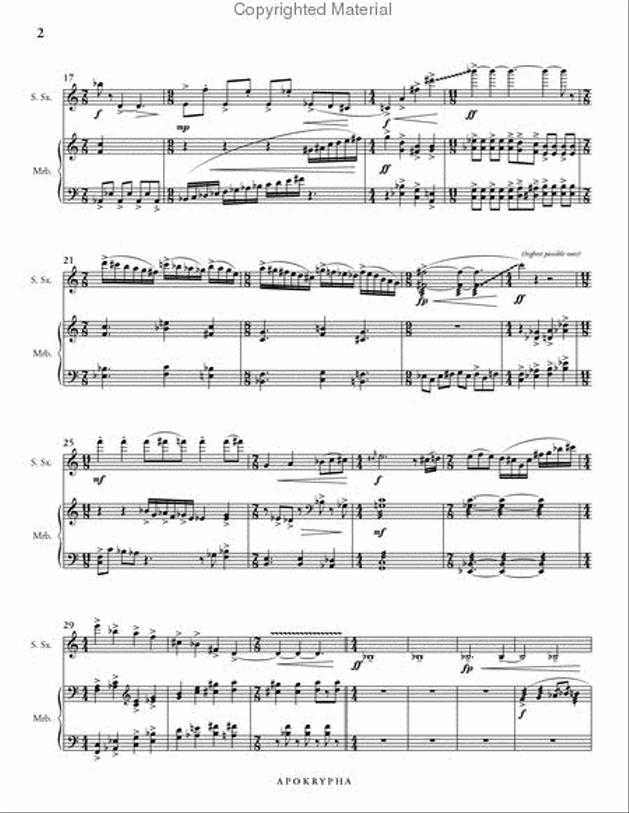 Apokrypha (score & parts) Soprano Saxophone scores gallery preview page 3