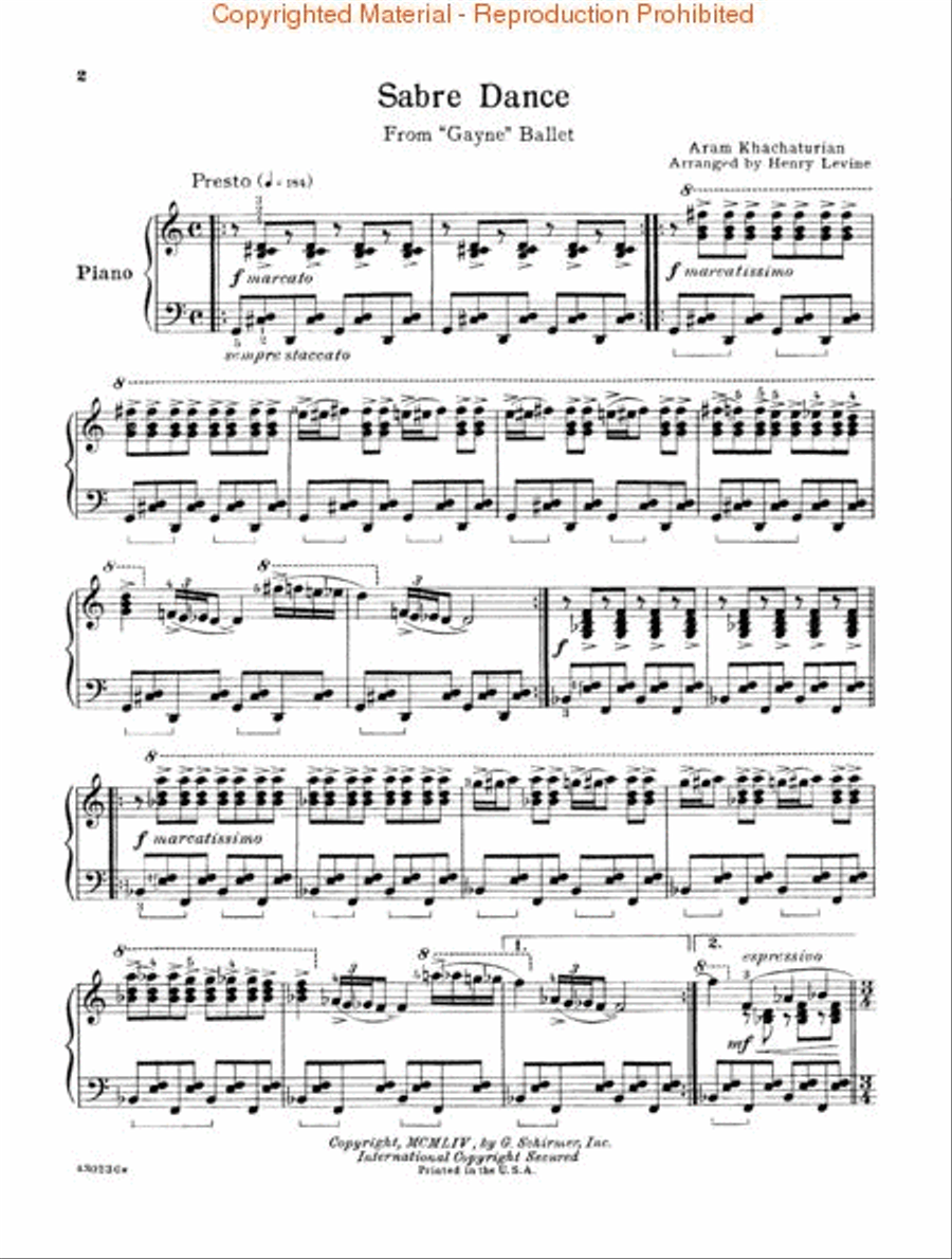 Sabre Dance Sabre Dance Piano Solo scores gallery preview page 2