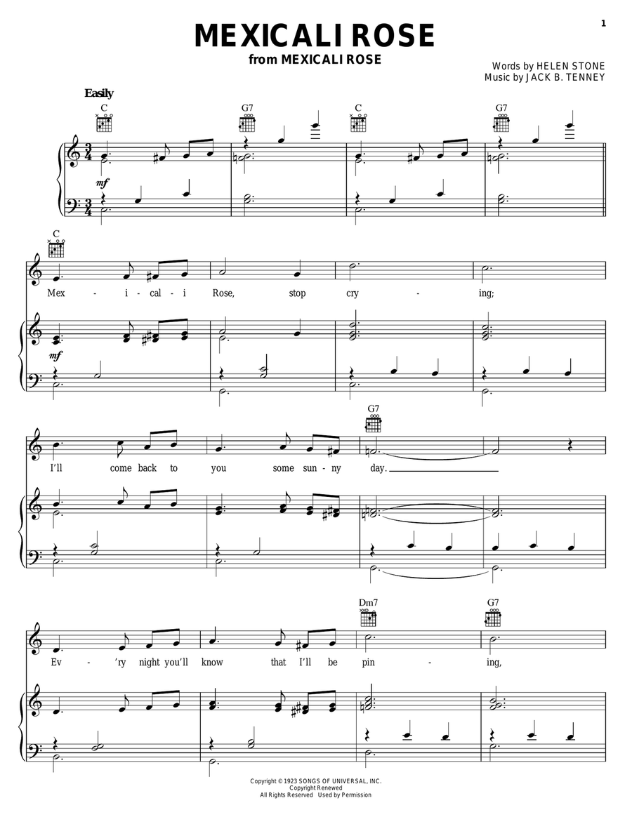 Mexicali Rose Mexicali Rose Piano, Vocal, Guitar scores gallery preview page 1