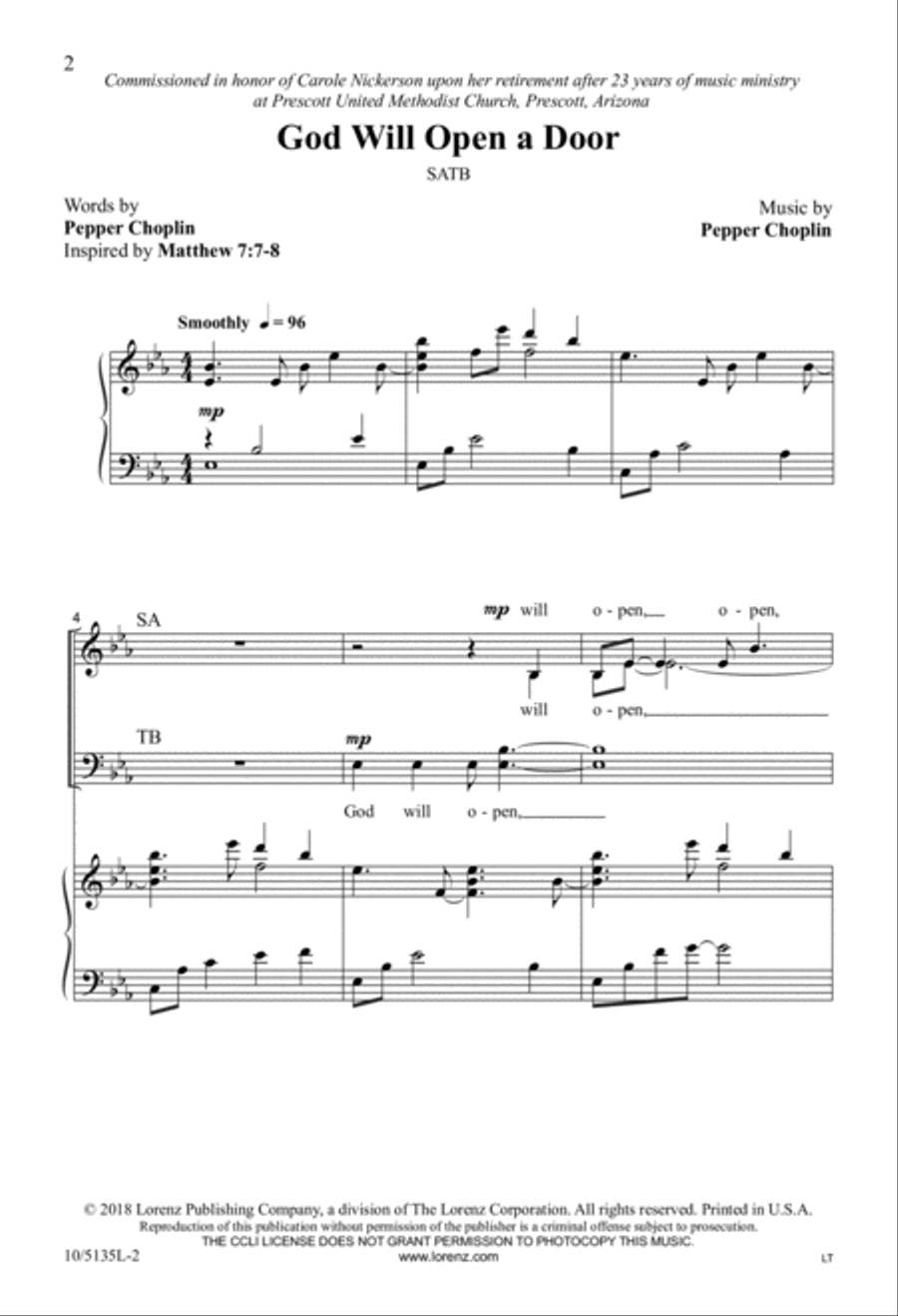 God Will Open a Door 4-Part scores gallery preview page 2