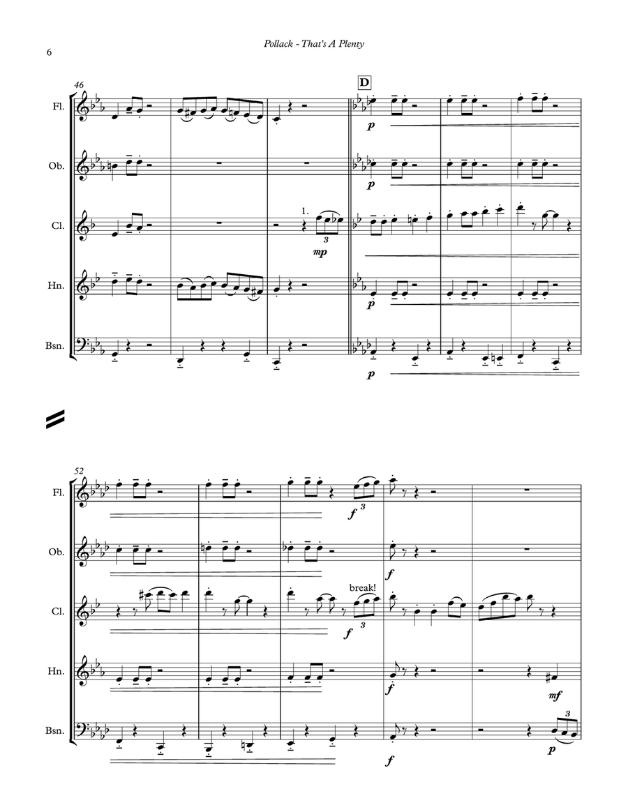 That's a Plenty for Wind Quintet Woodwind Quintet scores gallery preview page 6