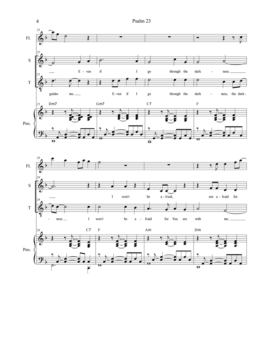 Psalm 23 (Duet for Soprano and Tenor solo) Tenor Voice scores gallery preview page 4