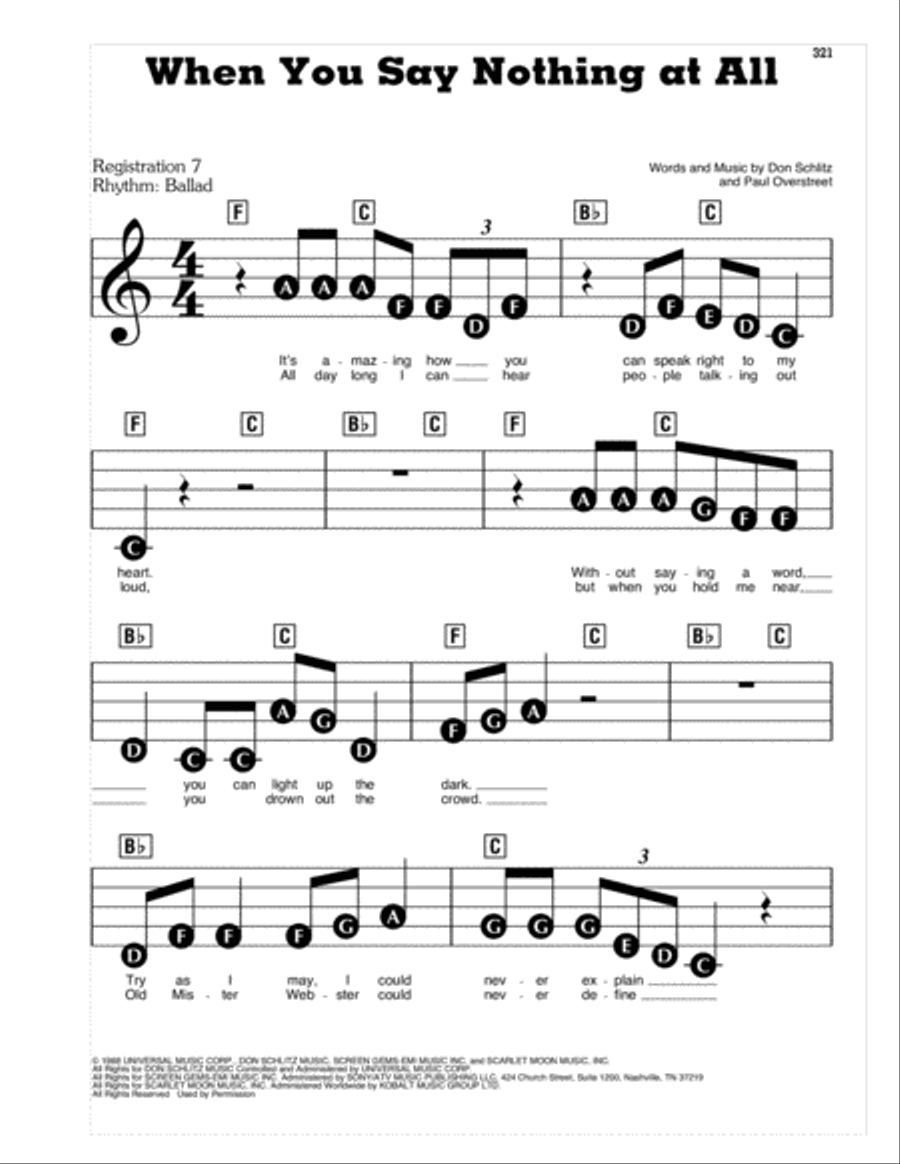 When You Say Nothing At All Electronic Keyboard scores gallery preview page 1