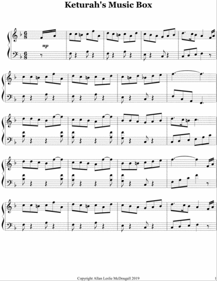 Keturah's music box Easy Piano scores gallery preview page 1