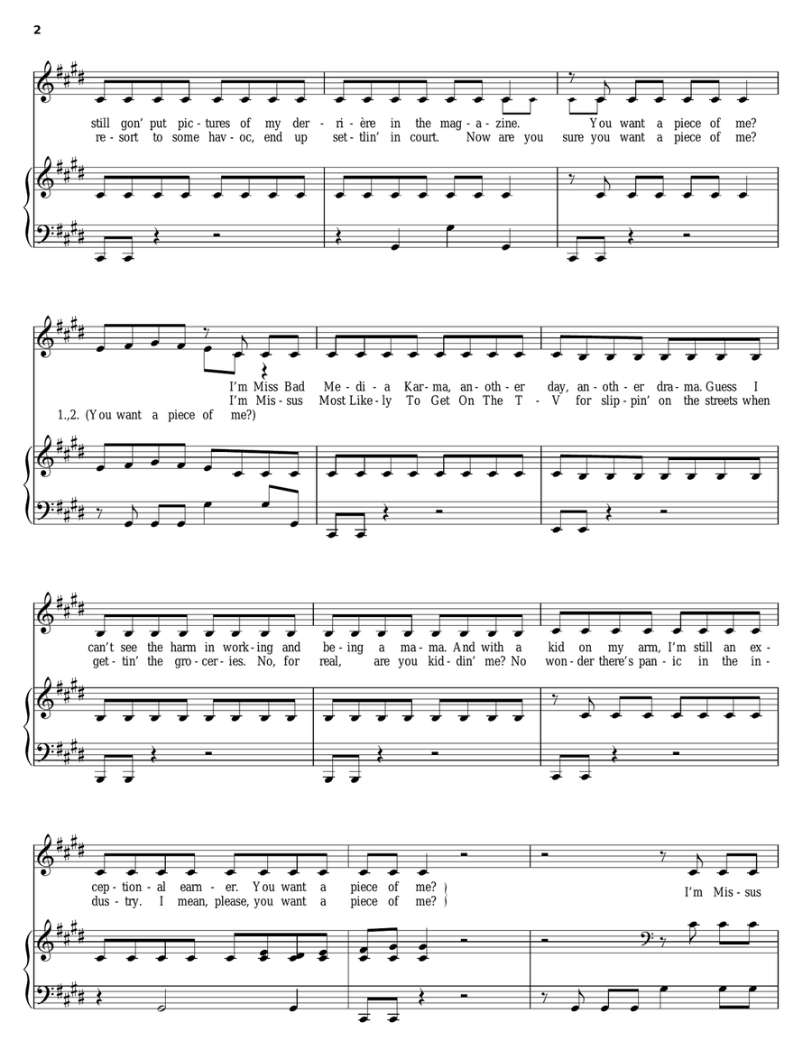 Piece Of Me Piano, Vocal, Guitar scores gallery preview page 2