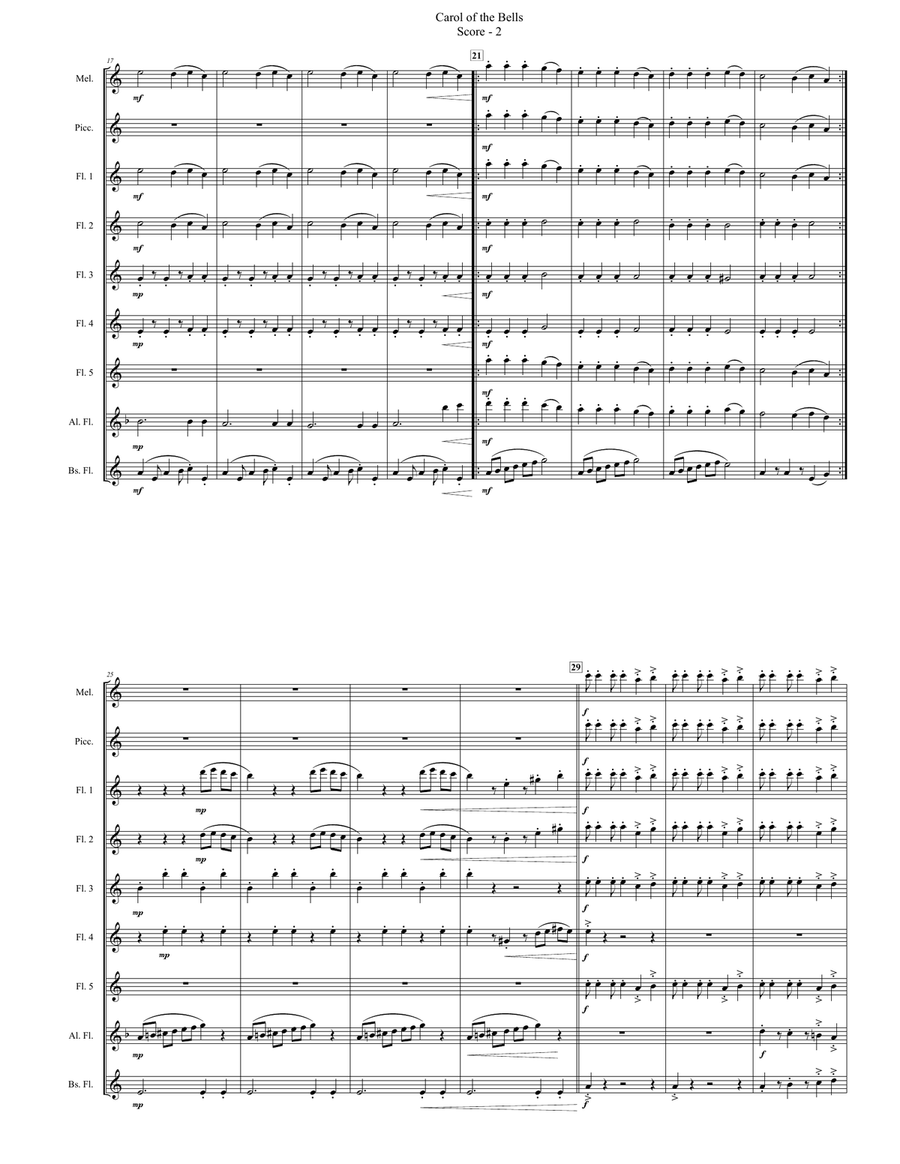 Carol of the Bells (for Flute Choir) Flute Choir scores gallery preview page 2