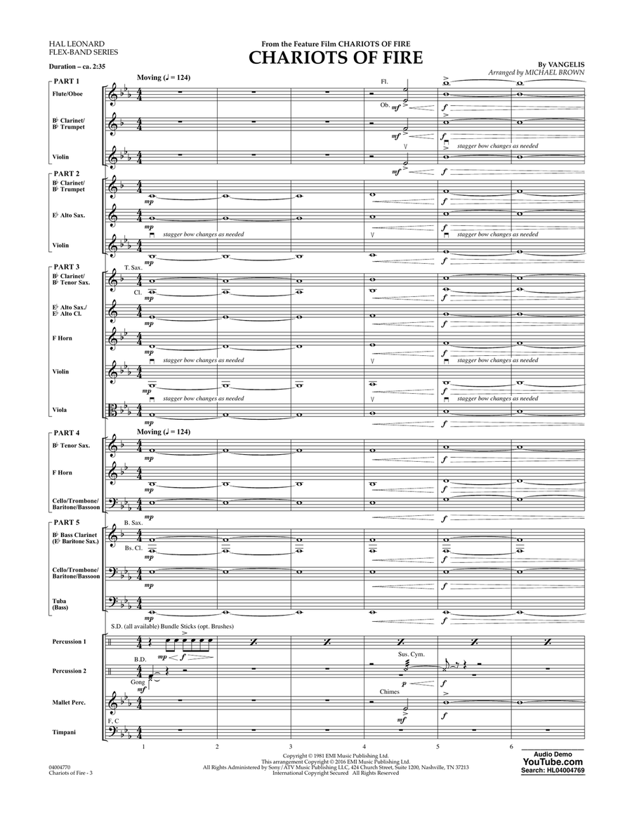 Chariots of Fire - Conductor Score (Full Score) Concert Band scores gallery preview page 2