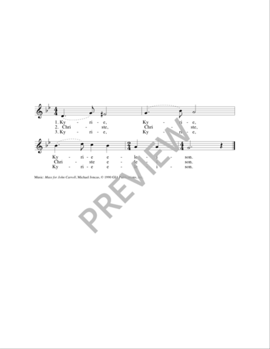 Mass for John Carroll - Choral / Accompaniment edition 4-Part scores gallery preview page 2