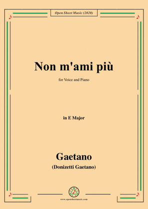 Donizetti-Non m'ami piu,in E Major,for Voice and Piano