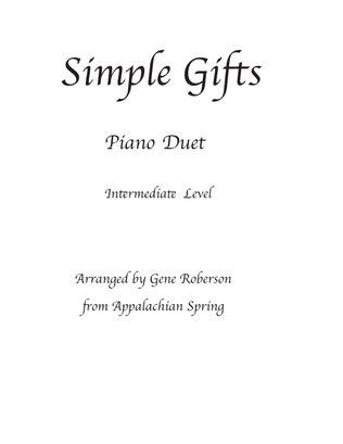 Simple Gifts Easy Piano Duet or Solo