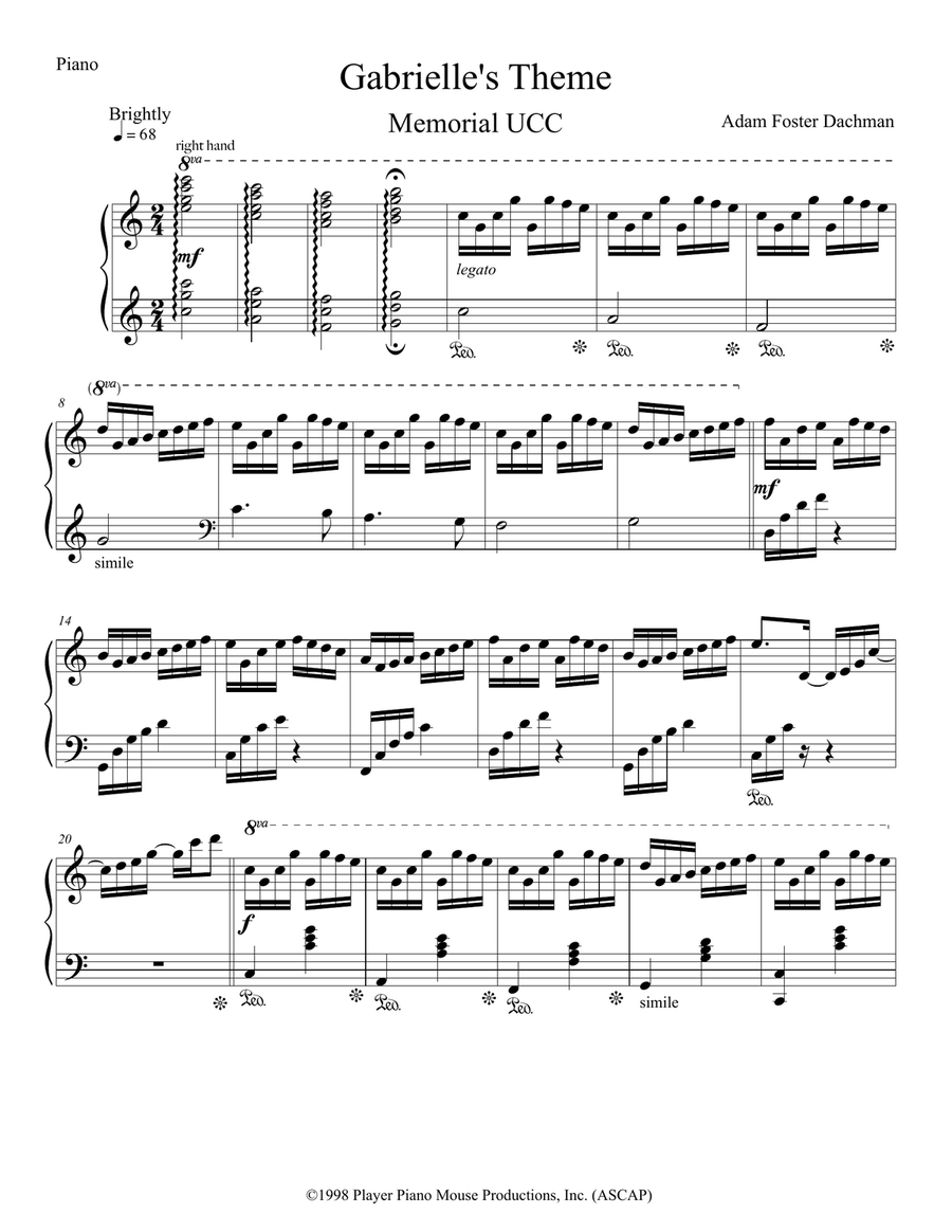 Gabrielle's Theme Piano Solo scores gallery preview page 1