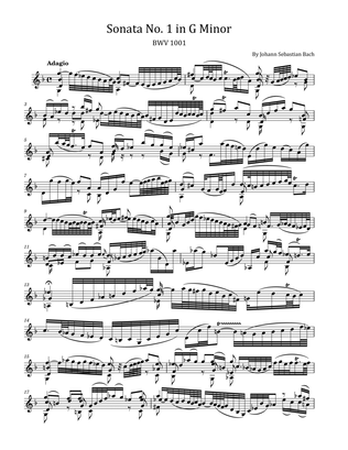 Book cover for J. S. Bach - Sonata No. 1 in G Minor - BWV 1001 - For Violin Solo
