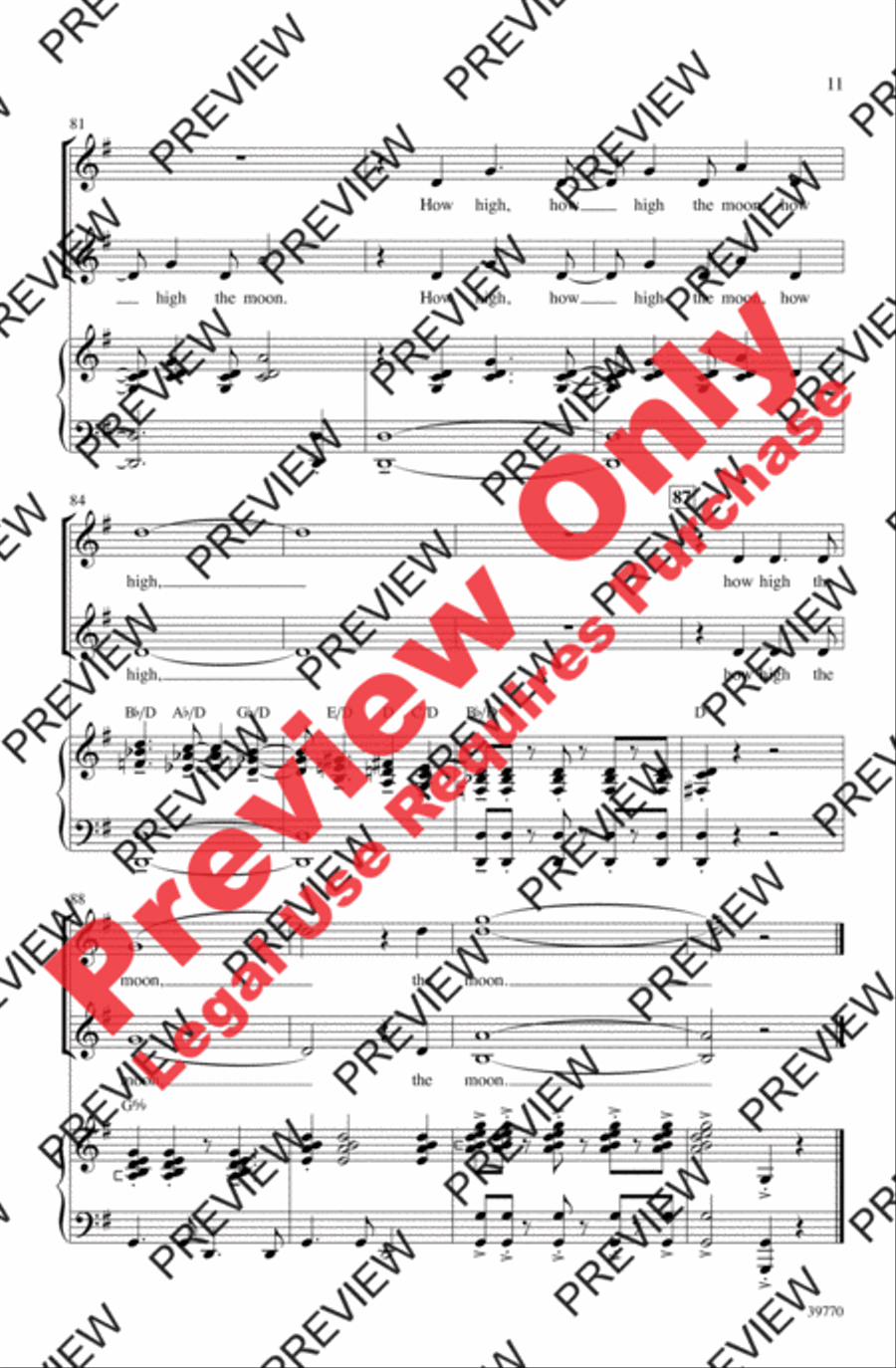 How High the Moon Women's Choir scores gallery preview page 11