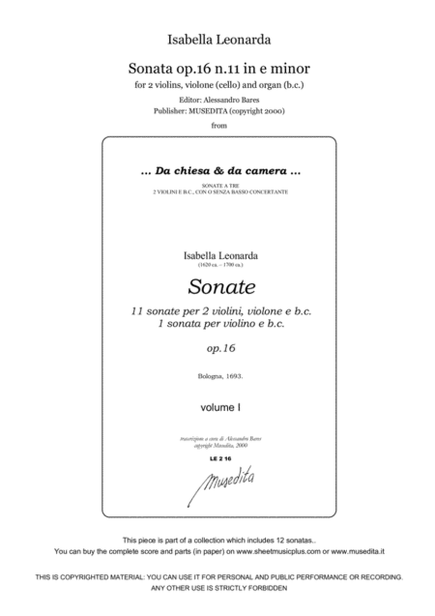 Isabella Leonarda, Sonata op.16 n.11 in e minor