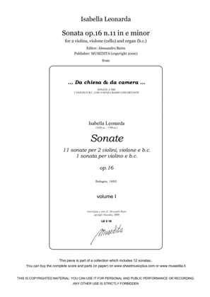 Book cover for Isabella Leonarda, Sonata op.16 n.11 in e minor