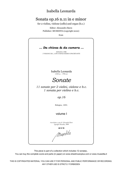 Isabella Leonarda, Sonata op.16 n.11 in e minor