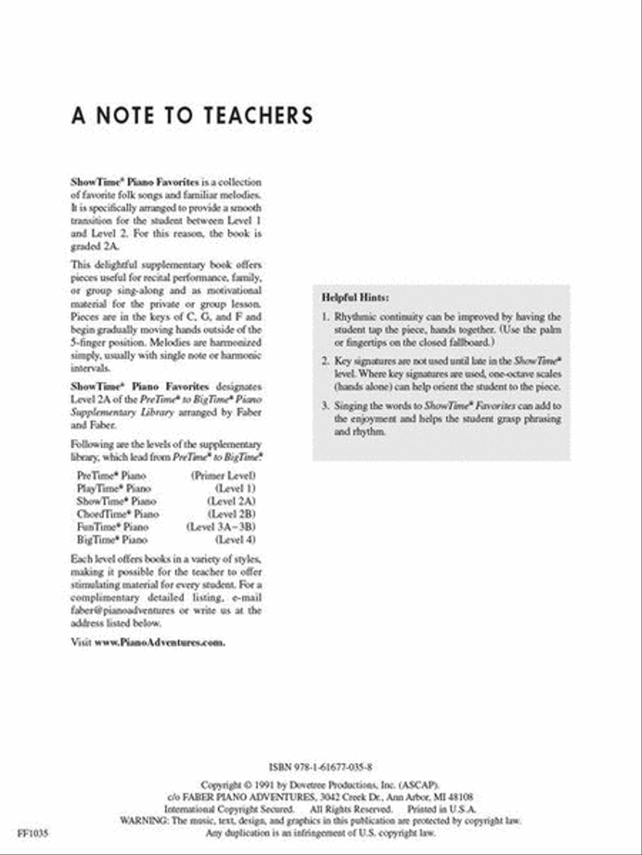 ShowTime® Piano Favorites Piano Method scores gallery preview page 2