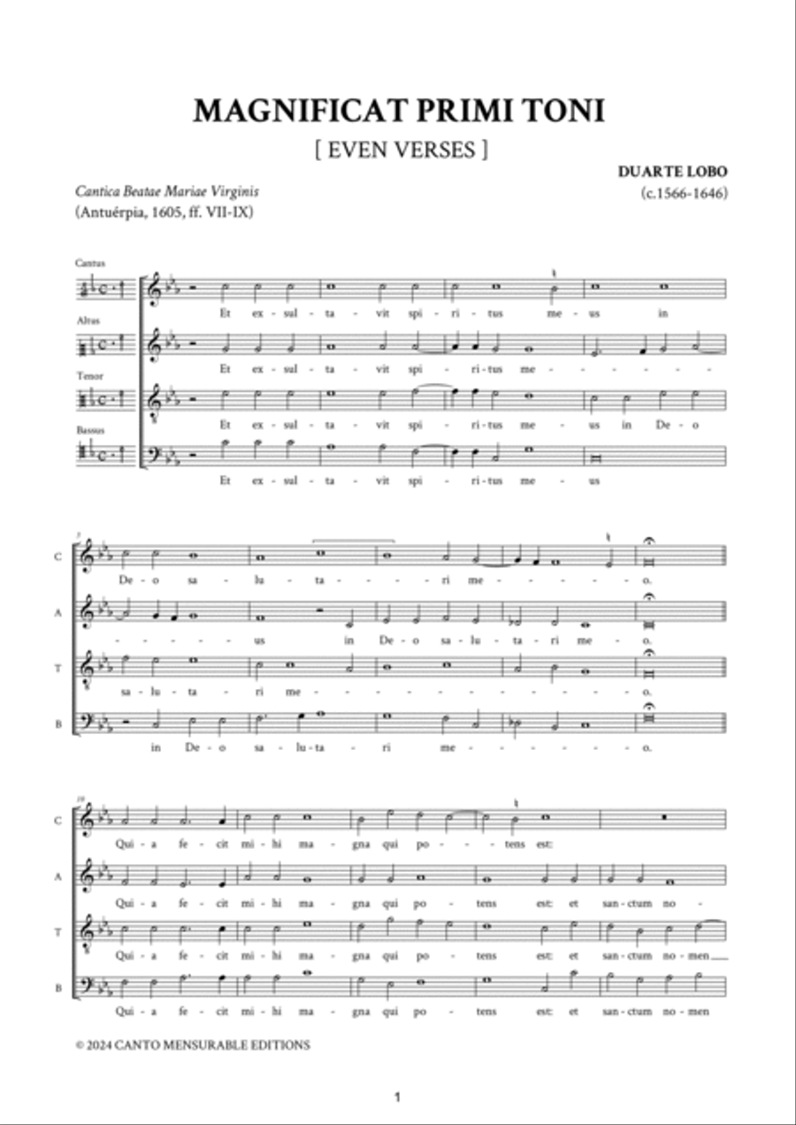 Magnificat Primi Toni [odd verses] 4-Part scores gallery preview page 3