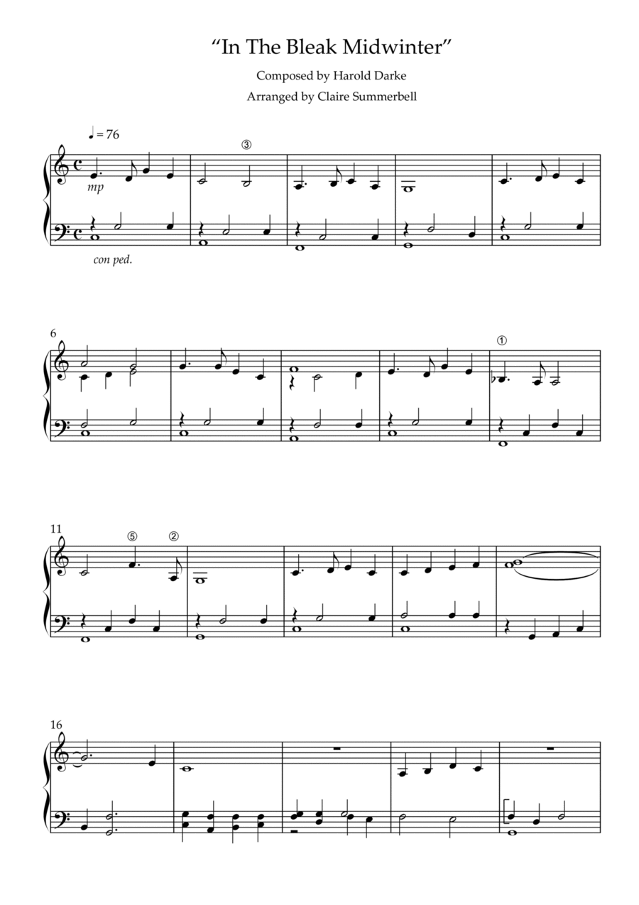 In The Bleak Midwinter - Easy Piano Solo Easy Piano scores gallery preview page 1