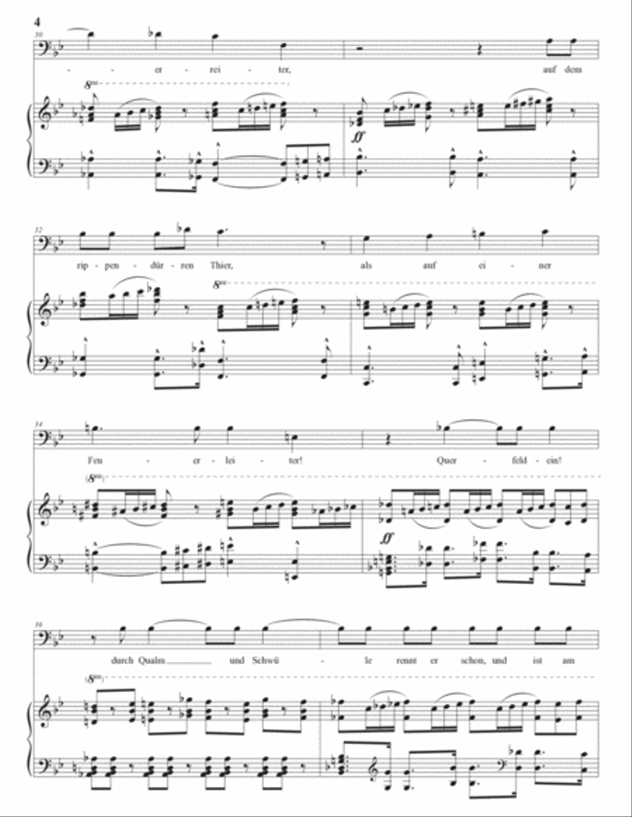 WOLF: Der Feuerreiter (transposed to G minor, bass clef) Voice scores gallery preview page 5