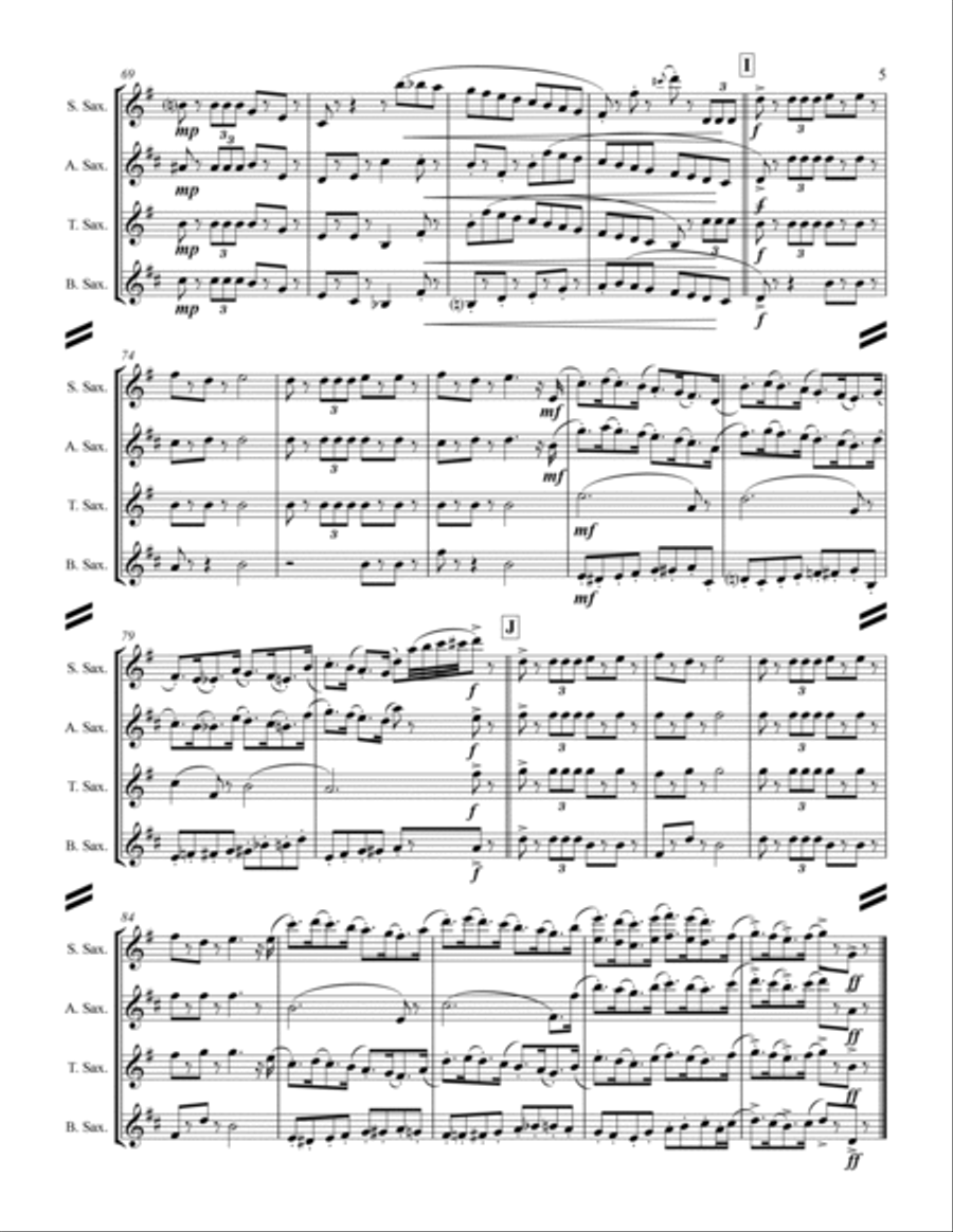 The Nutcracker Suite - 2. Marche (for Saxophone Quartet SATB) Saxophone Quartet scores gallery preview page 6