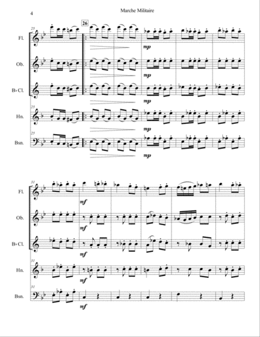 Marche Militaire for Woodwind Quintet Woodwind Quintet scores gallery preview page 4
