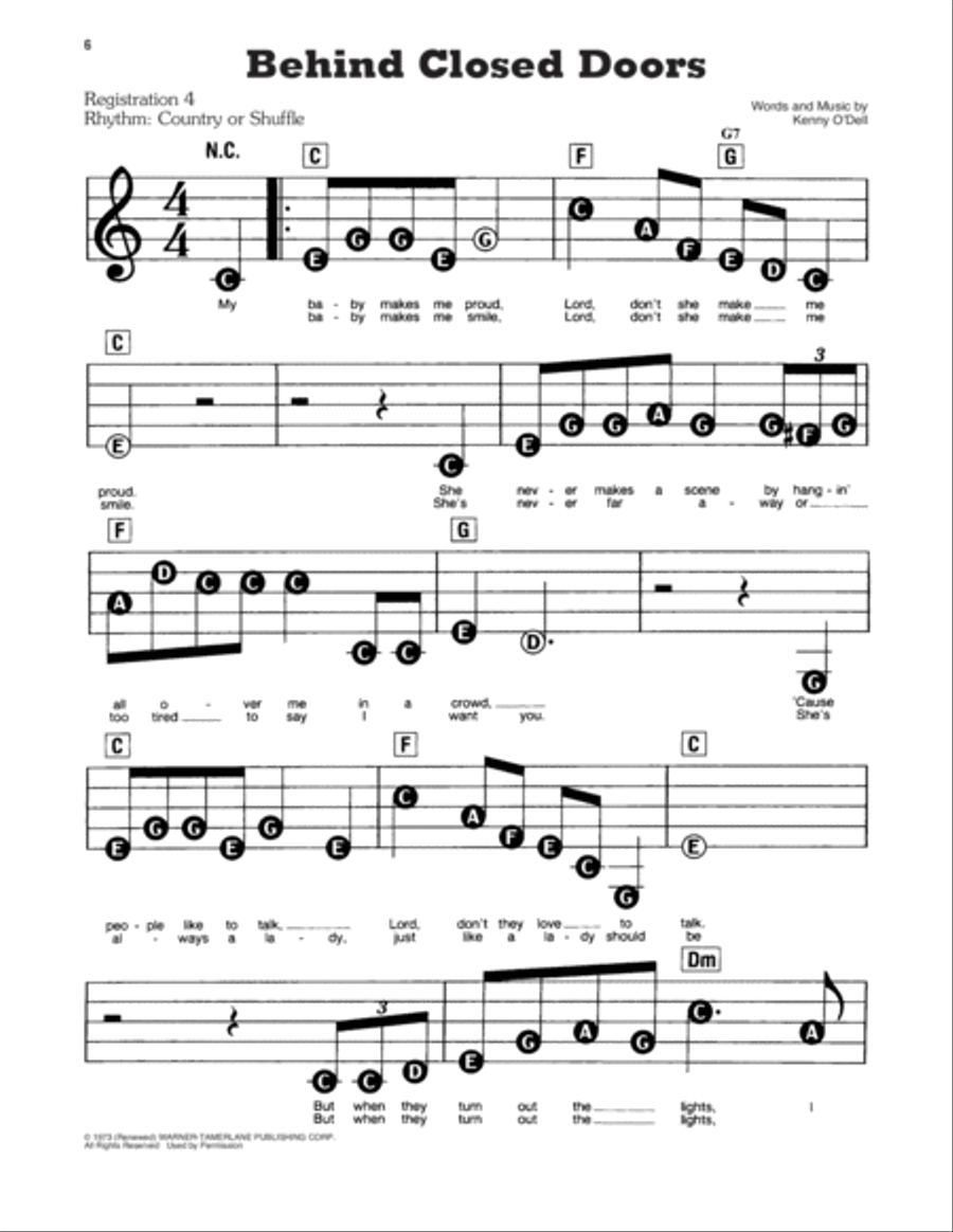 Behind Closed Doors Electronic Keyboard scores gallery preview page 1