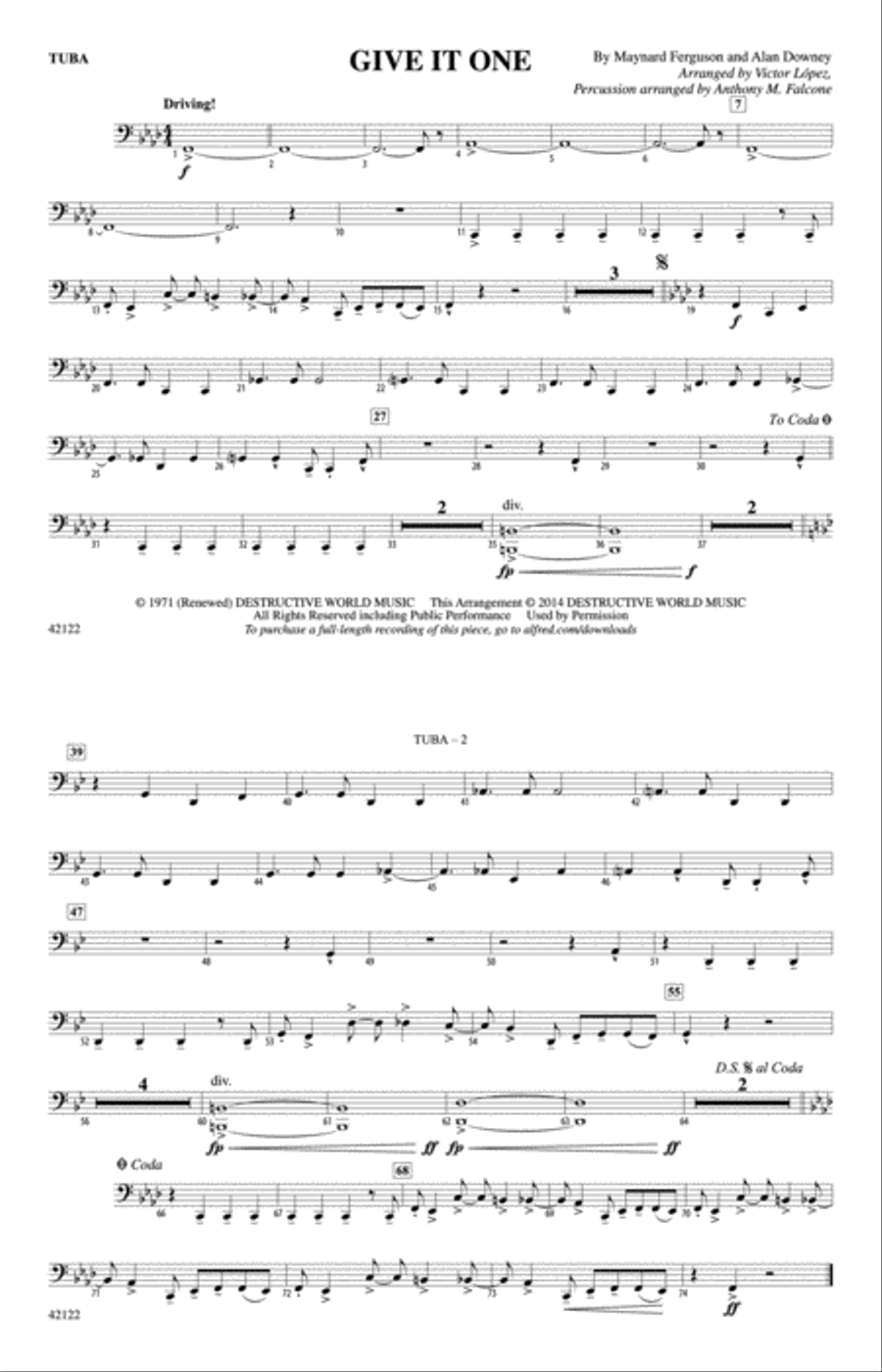 Give It One: Tuba Give It One: Tuba Marching Band scores gallery preview page 1